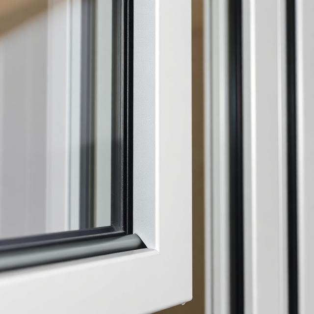 Detalhes de perfil de janela de alumínio com acabamento premium e vidro temperado